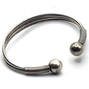 Wire Cuff Bracelet with Balls on Each End size small